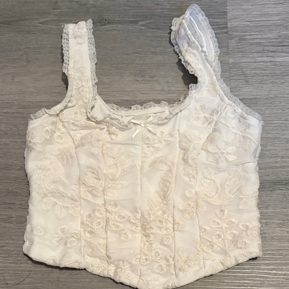 White Lace Crop Top corset